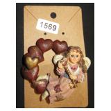 Angel and Hearts Figural Brooch
