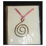 Silver-Tone Swirl Pendant on Pink Ribbon Necklace