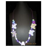 Purple Wooden Butterfly Bead Necklace