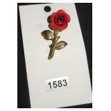 Red Rose Flower Brooch