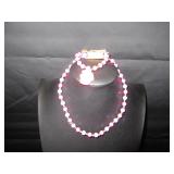 Beaded Necklace and Bracelet Set with Cupcake Char