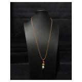 Rope Necklace with Four-Bead Drop Pendant