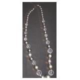 Silver and Clear Bead Graduated Necklace