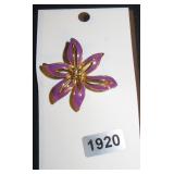 Purple Flower Enamel Brooch Pin