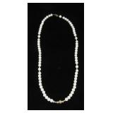 Single Strand Pearl Bead Necklace with Ornate Acce