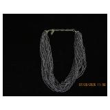 Multi-Strand Gray Bead Statement Necklace