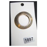 Gold Tone Textured Circle Brooch