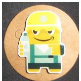 Construction Worker Graphic Brooch Pin