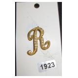 Letter R Rhinestone Brooch