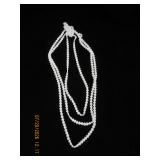 Long White Daisy Chain Beaded Necklace