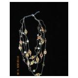 Multi-Strand Bead Necklace with Animal Print Accen