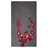 Red Prism Shaped Bead Necklace