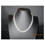 Silver Tone Multi-Strand White Bead Necklace
