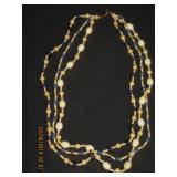 3-Strand Beaded Necklace in Tan, Blue, and White