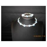 Beaded Flower Choker Necklace and Bracelet Set