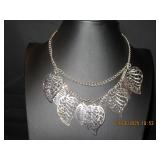 Silver-Tone Layered Leaf Pendant Necklace