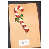 Candy Cane Enamel Pin with Bow