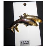 Gold and Silver Tone Dolphin Brooch