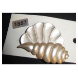 Silver-Tone Shell Motif Brooch