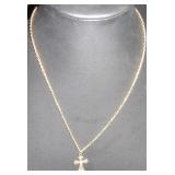 Gold-Tone Chain Necklace with Rhinestone Cross Pen