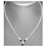 Black and White Bead Drop Necklace