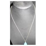 Blue Teardrop Pendant Necklace