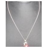 Moon and Star Pendant Necklace with Rhinestones