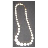 White Graduated Bead Necklace with Gold Accents