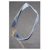 Blue Velvet Choker with Gold-Tone Hardware