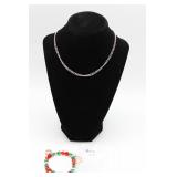 Christmas Charm Bracelet and Silver-Tone Chain Nec