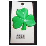Clover Shape Brooch, Green Resin