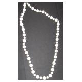 White Bead Necklace with Alternating Bead Sizes