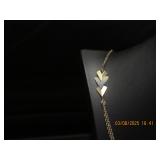 Long Brassy Bronze-Tone Chevron Accent Necklace