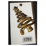 Gold-Tone Christmas Tree Brooch