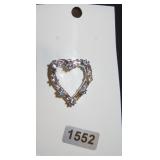 Silver-Tone Heart Pendant with Blue Gems