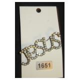 Jesus Script Rhinestone Pin