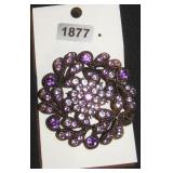 Floral Rhinestone Brooch in Bronze Tone