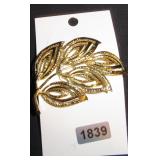 Gold-Tone Leaf Motif Brooch