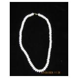White Bead Necklace with Gold-Tone Clasp