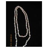 Beaded Long Necklace, Alternating Pink and White S