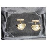 Gold-Tone Lily Pad Cufflinks with Pearl Accents