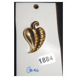 Coro Gold Tone Leaf Brooch
