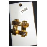 Gold Tone Woven Square Brooch