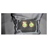 Gold-Tone Cufflinks with Green Jade Centers