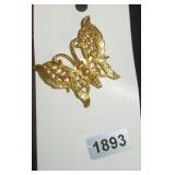 Gold Tone Butterfly Brooch