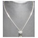 Silver-Tone Necklace with Rectangular Sun Motif Pe