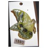 Butterfly Brooch with Green and Gold Enamel Detail