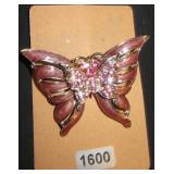 Pink Butterfly Brooch with Pink Gemstone Accents
