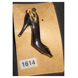 Black and Gold-Tone High Heel Shoe Charm