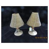 Set of Two Beaded Shade Tea Light Lamps